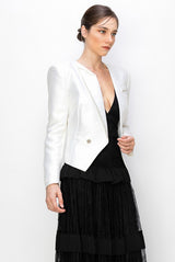 Asymmetric Rhinestone Trim Blazer
