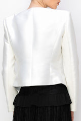 Asymmetric Rhinestone Trim Blazer