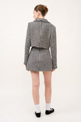 Monochrome Bouclé Textured Crop Blazer Jacket