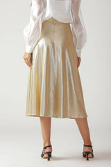 Foiled Faux Leather A-Line Skirt