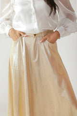 Foiled Faux Leather A-Line Skirt