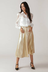 Foiled Faux Leather A-Line Skirt