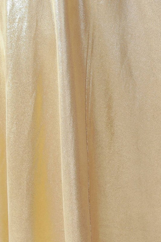 Foiled Faux Leather A-Line Skirt