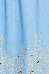 Blue Eyelet Midi Skirt