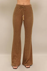 Caramel Brown Knit Flare Pants