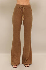 Caramel Brown Knit Flare Pants