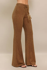 Caramel Brown Knit Flare Pants