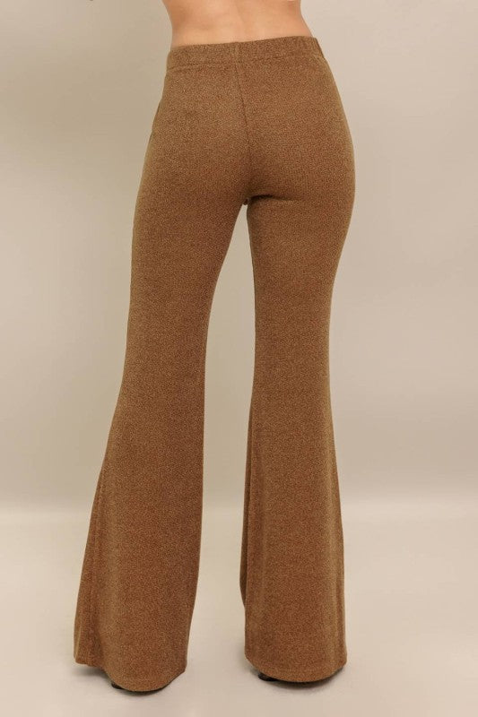 Caramel Brown Knit Flare Pants