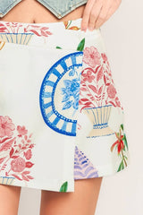 Chic Floral & Coastal Print Mini Skort