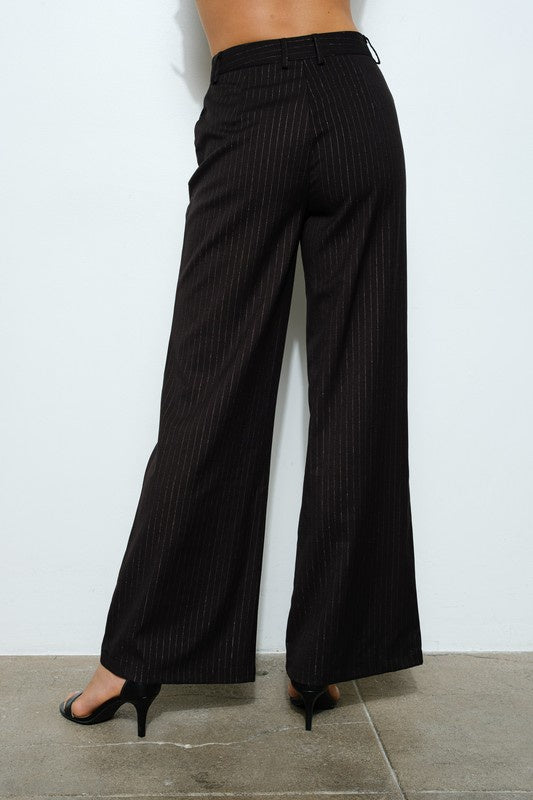Pinstripe High-Waist Flare Pants