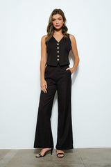 Pinstripe High-Waist Flare Pants