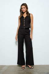 Pinstripe High-Waist Flare Pants