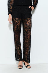 High Waist Sheer Lace Wide-Leg Pants