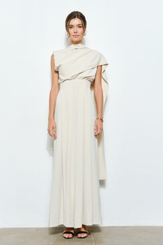 One-Shoulder Draped Jumpsuit