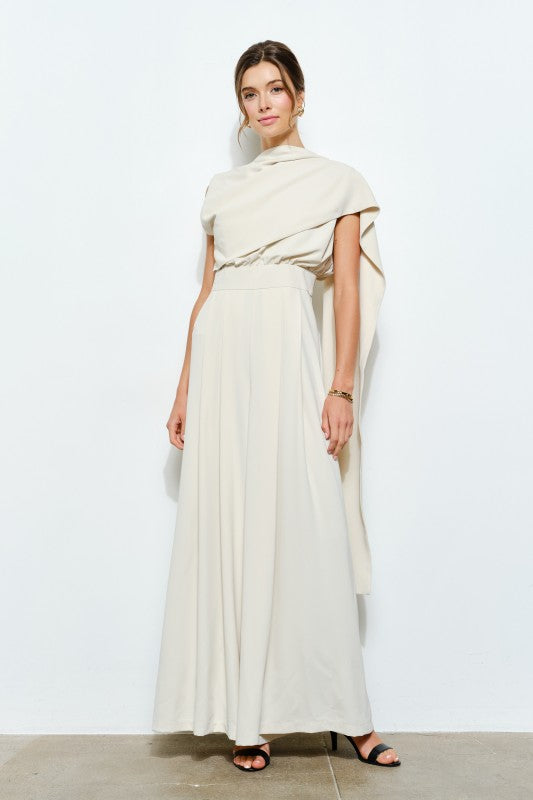 One-Shoulder Draped Jumpsuit