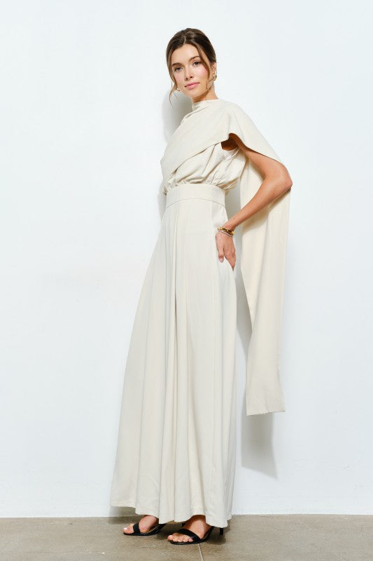 One-Shoulder Draped Jumpsuit