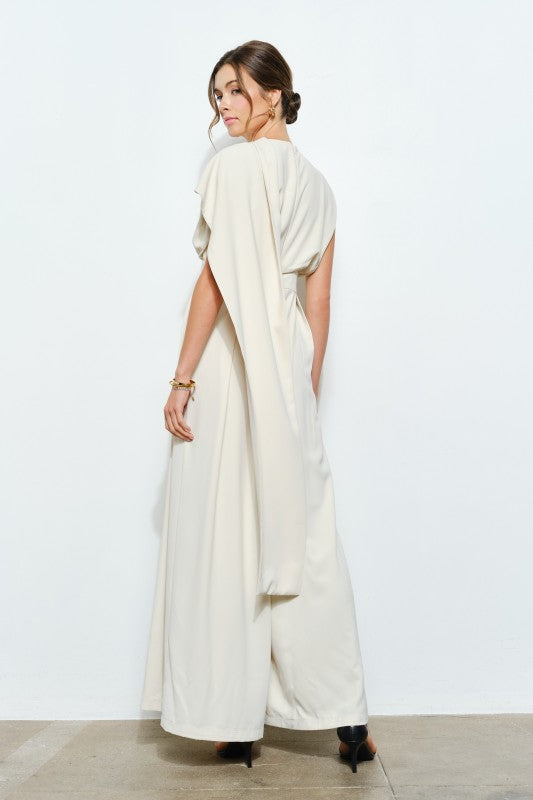 One-Shoulder Draped Jumpsuit