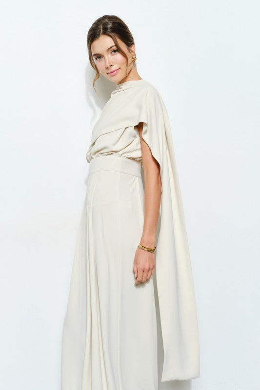 One-Shoulder Draped Jumpsuit