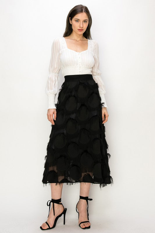 Dots Fringe A-Line Skirt