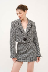 Monochrome Bouclé Textured High-Waist Mini Skirt