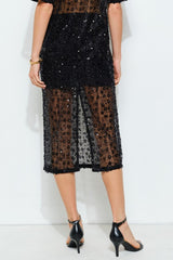 Sequin Sheer Midi Skirt (2 Color Ways)