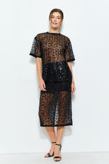 Sequin Sheer Midi Skirt (2 Color Ways)