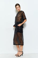 Sequin Sheer Midi Skirt (2 Color Ways)