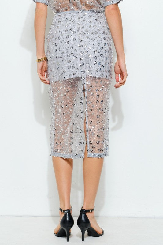 Sequin Sheer Midi Skirt (2 Color Ways)