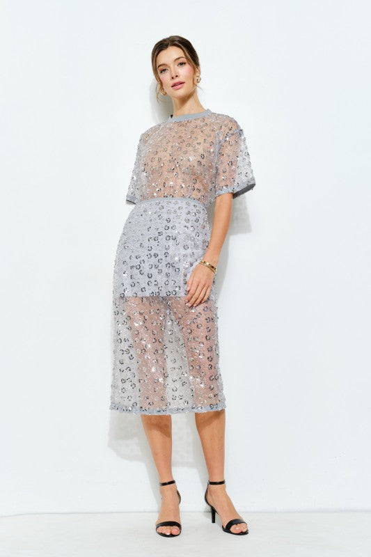 Sequin Sheer Midi Skirt (2 Color Ways)