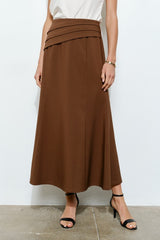 Pleated Waistband Midi Skirt (2 Color Ways)