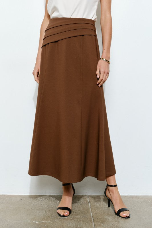 Pleated Waistband Midi Skirt (2 Color Ways)