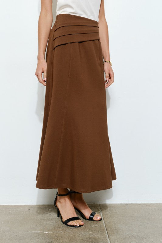 Pleated Waistband Midi Skirt (2 Color Ways)