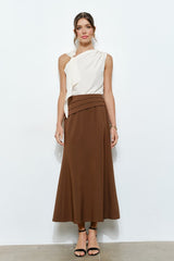 Pleated Waistband Midi Skirt (2 Color Ways)