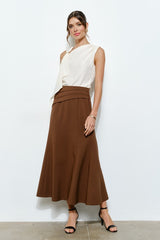 Pleated Waistband Midi Skirt (2 Color Ways)
