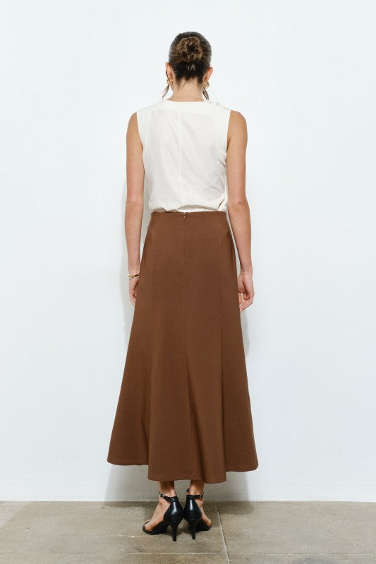 Pleated Waistband Midi Skirt (2 Color Ways)