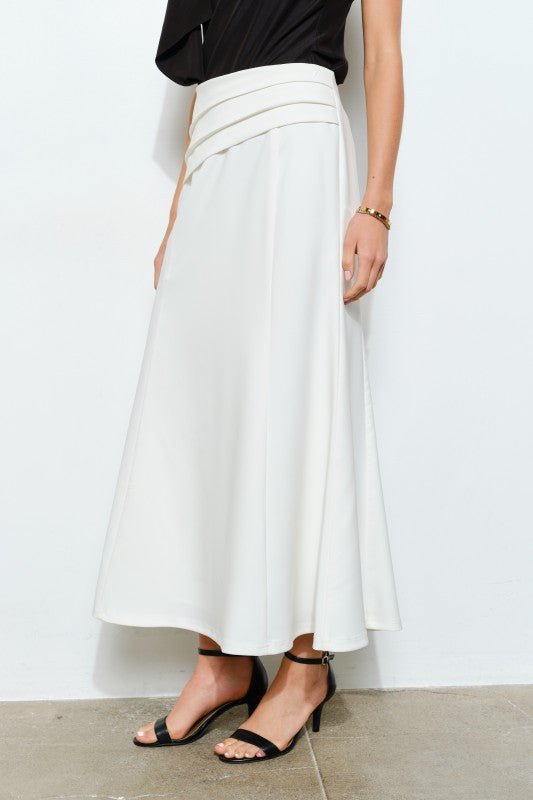 Pleated Waistband Midi Skirt (2 Color Ways)