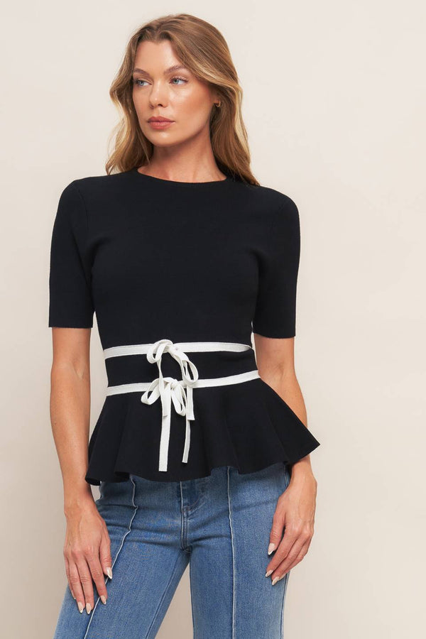 Solid Black Sweater-Knit Top