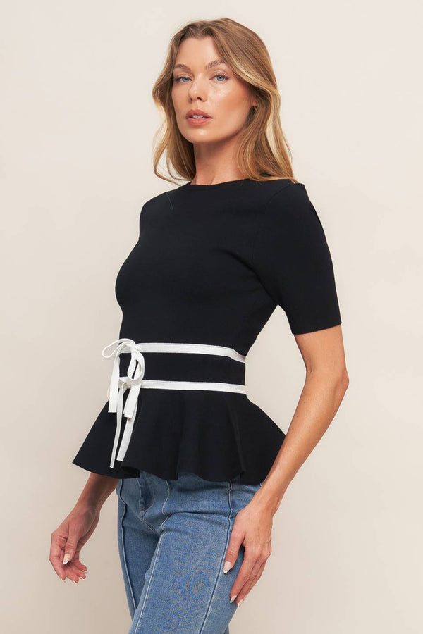 Solid Black Sweater-Knit Top