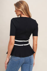 Solid Black Sweater-Knit Top