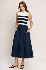 Monaco Stripe Midi Dress