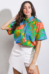 Collared Printed Woven Top