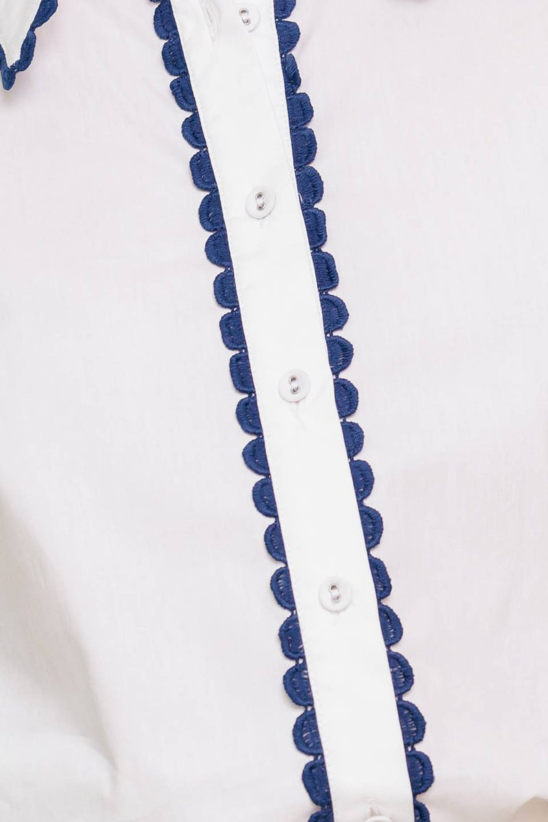 White Scalloped Cotton Blouse