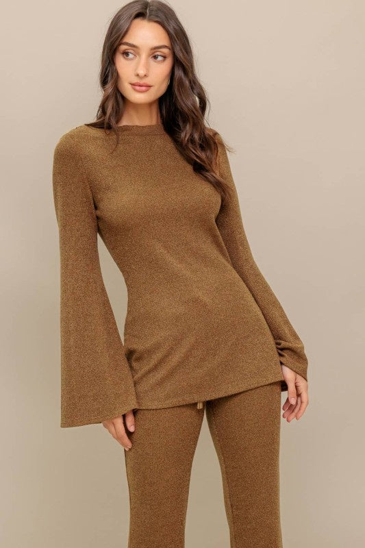 Caramel Brown Boat Neck Sweater
