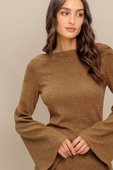 Caramel Brown Boat Neck Sweater