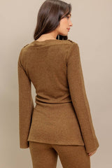 Caramel Brown Boat Neck Sweater