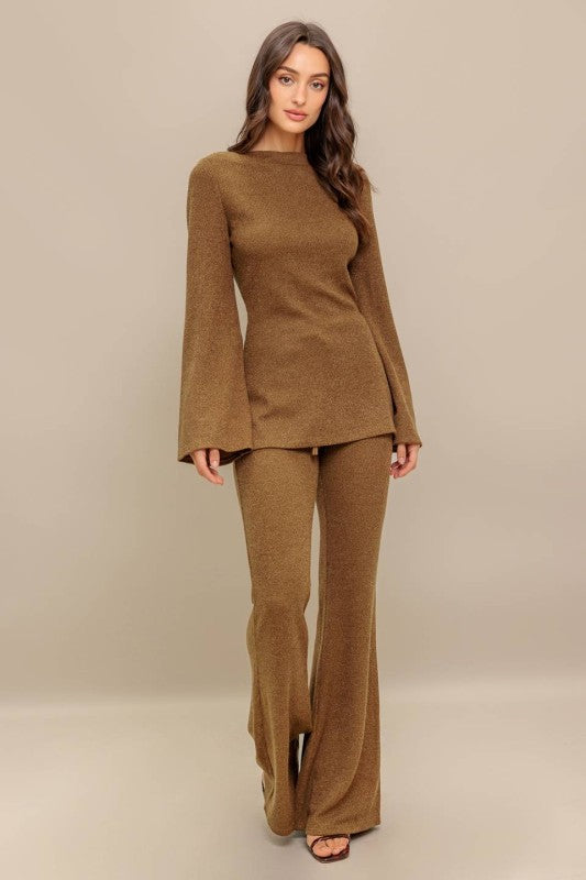 Caramel Brown Boat Neck Sweater