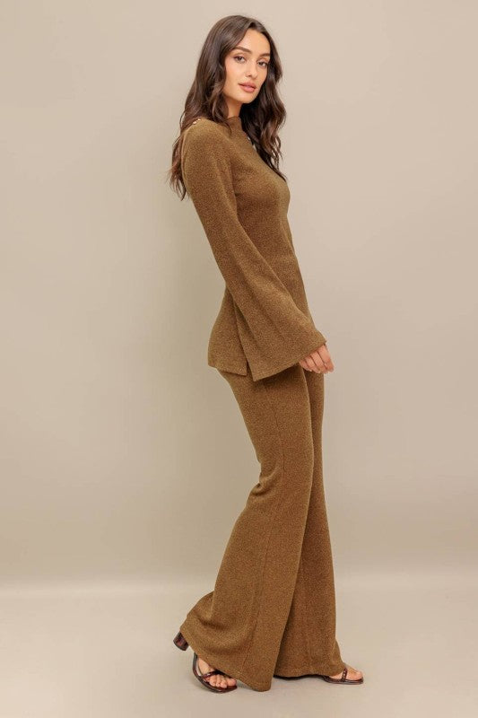 Caramel Brown Boat Neck Sweater