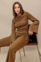 Caramel Brown Boat Neck Sweater