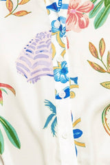 Chic Floral & Coastal Short Sleeve Top