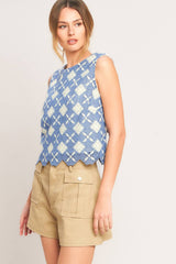 Sleeveless Scalloped Hem Top
